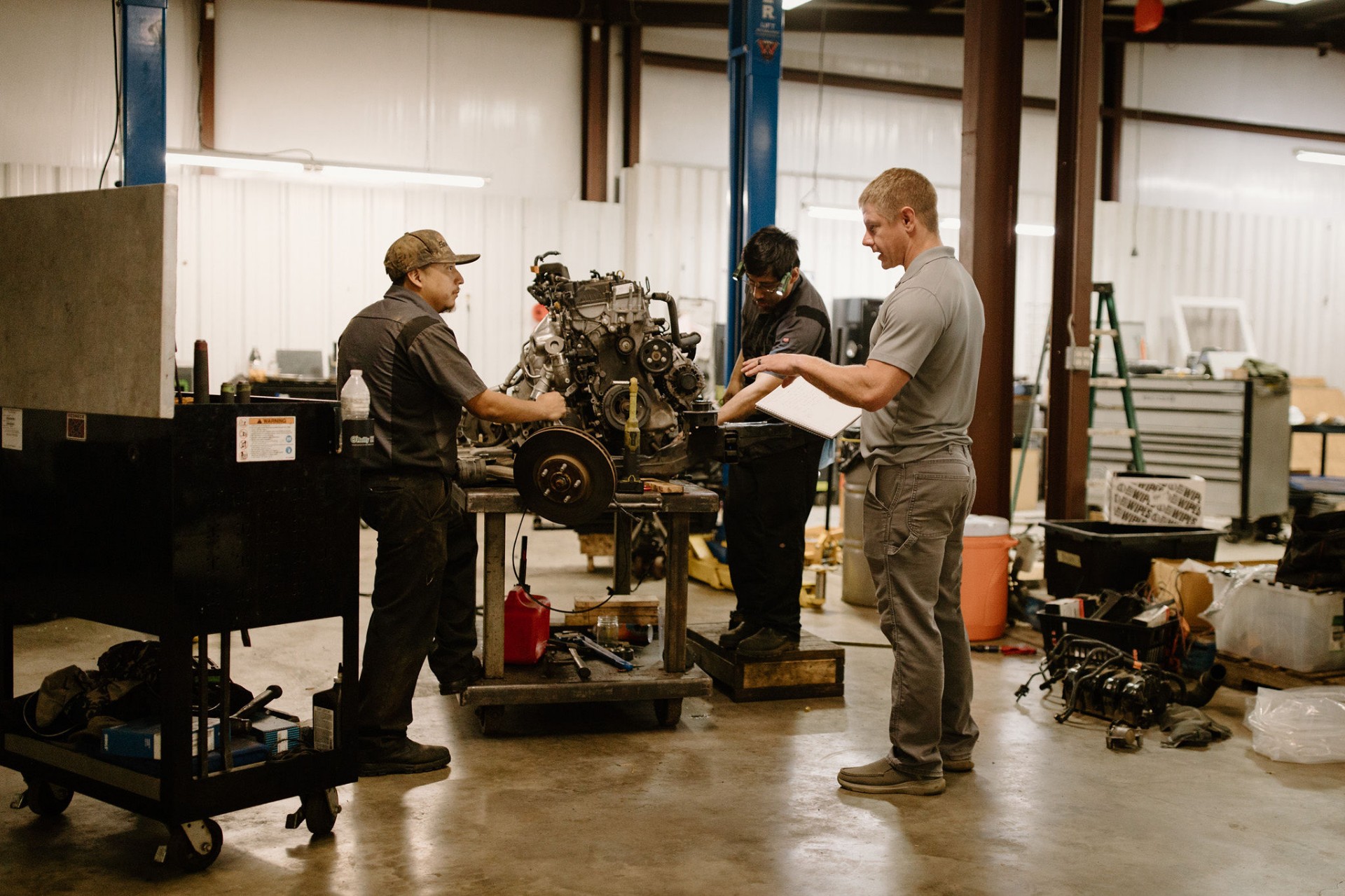 Josh Hawkins team working on engine